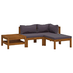 Maison Chic Salon de jardin 4 pcs - Table et chaises d'extérieur - Mobilier/Meubles de jardin Moderne avec coussin Bois d'acacia solide -MN59788