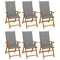 vidaXL Chaises pliables de jardin lot de 6 avec coussins Bois d'acacia