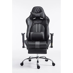 Decoshop26 Fauteuil de bureau gamer avec repose-pieds extensible mécanisme de bascule en PVC noir / gris 10_0002748