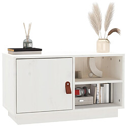 Maison Chic Meuble TV scandinave - Banc TV pour salon Blanc 70x34x40 cm Bois de pin massif -MN73117 pas cher