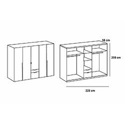 Avis Inside 75 Armoire 5 portes 2 tiroirs WILMA 225 cm blanche