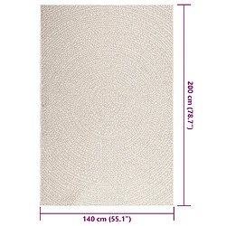 vidaXL Tapis ZIZUR crème 140x200 cm aspect de jute intérieur extérieur pas cher