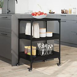 Avis Maison Chic Desserte de cuisine | Chariot de cuisine | Meuble de rangement roulant noir 60x41x80,5 cm bois d'ingénierie -GKD92866