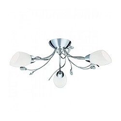 Searchlight Plafonnier 3 ampoules Gardenia, en chrome, verre blanc et cristal