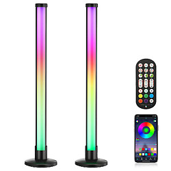 LBF Barre lumineuse LED intelligente, lampe d'ambiance RVB de 42 cm avec multi-modes et synchronisation de musique, rétroéclairage TV, lumière à intensité variable avec télécommande pour jeux, PC, décoration, lot de 2 [Classe énergétique F] 