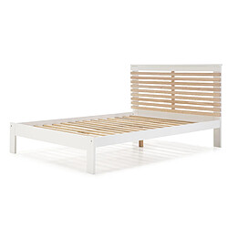 Pegane Lit adulte en pin et MDF coloris blanc, naturel - Longueur 197,7 x Profondeur 153,2 x Hauteur 100 cm