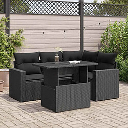 vidaXL Salon de jardin 5 pcs avec coussins noir résine tressée