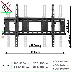 Duronic TVB103M Support mural universel inclinable pour écran de télévision avec barre de sécurité ? 33 à 65 pouces / 83 à 165 cm pas cher