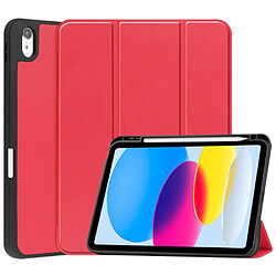 Etui en PU fonction d'éveil/veille automatique avec support tripliure et porte-stylo pour votre iPad 10.9 (2022) - rouge