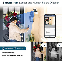 Acheter Chrono Caméra de sécurité sans fil 1080P alimentée par batterie avec WiFi, caméra de surveillance à domicile avec PIR, étanche IP66, vision nocturne, audio à deux canaux(Blanc)
