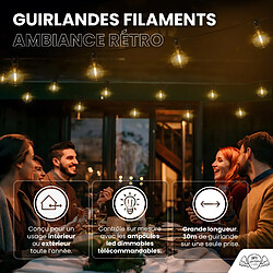 SkyLantern Guirlande guinguette LED 30M 50 Bulbes Rond Blanc Chaud Dimmable