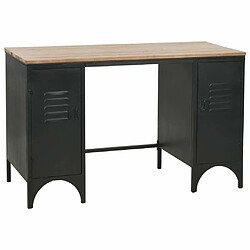 Maison Chic Bureau solide,Table de travail,Bureau d'ordinateur à double piédestal Bois de sapin et acier 120x50x76 cm -GKD55931