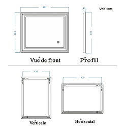 Acheter Miroir de salle de bain avec lumières Led 80x60cm (LxH)