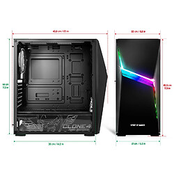 Spirit Of Gamers Boitier PC gamer CLONE 4 A-RGB EDITION 60 modes , compatible carte mère ATX, mATX, ITX, jusqu'à 4 baies pas cher