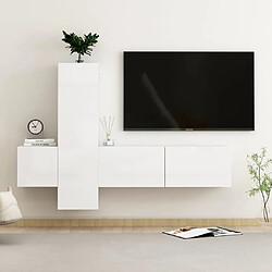 vidaXL Ensemble de meubles TV 3 pcs Blanc brillant Bois d'ingénierie