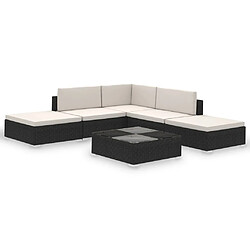 vidaXL Salon de jardin 6 pcs avec coussins Résine tressée Noir