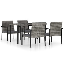 Salle à manger de jardin 5 pcs,Table et chaise à dîner Résine tressée Gris -MN89862