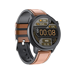 Chrono Montre connectée Chronus pour hommes femmes, bracelet de 1.3'', étanche, moniteur de pression artérielle, de fréquence cardiaque, de température corporelle et d'activité physique pour Android IOS-brun