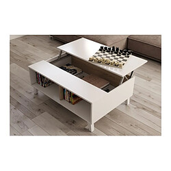 But Table basse avec plateau relevable ZAIKEN chêne et blanc brillant