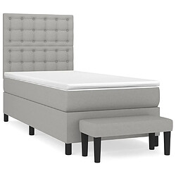 vidaXL Sommier à lattes de lit et matelas Gris clair 90x190 cm Tissu