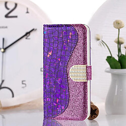 Wewoo Housse Coque Étui en cuir à rabat horizontal de texture de crocodile correspondant à la poudre de paillettes laser pour Huawei Nova 3iavec fentes cartes et support violet