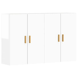 Maison Chic Lot de 2 Armoires murales,Meuble de Rangement,Armoire Suspendue blanc brillant bois d'ingénierie -MN58863