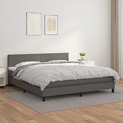 Maison Chic Lit Adulte - Lit simple Lit à sommier tapissier avec matelas moelleux - Meuble de Chambre - Gris 160x200 cm Similicuir -MN40781