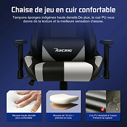 Avis Lexzurn Chaise Gaming Résistant à 150kg, Fauteuil Gaming Inclinable 165°Châssis de l'Assise en Métal Revêtement Similicuir Réglages Ergonomiques Complets Gris