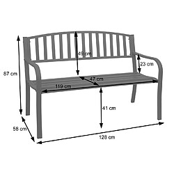 Avis Mendler Banc de jardin HWC-F43, banc du parc, 2 places, acier thermolaqué ~ gris