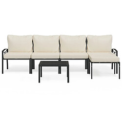 Maison Chic Salon de jardin 6 pcs + coussins - Mobilier/Meubles de jardin - Table et chaises d'extérieur sable acier -MN94316