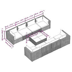 vidaXL Salon de jardin 9 pcs avec coussins Résine tressée Noir pas cher