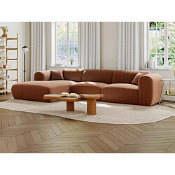 Vente-Unique Grand canapé d'angle gauche en tissu texturé terracotta POGNI de Maison Céphy