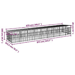 vidaXL Chenil d'extérieur avec toit pour chiens Acier 16,89 m² pas cher