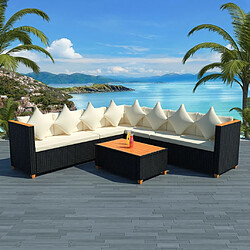 Maison Chic Salon de jardin 5 pcs + coussins - Mobilier/Meubles de jardin - Table et chaises d'extérieur Résine tressée Noir -MN41204