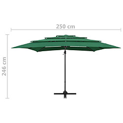 vidaXL Parasol de jardin à 4 niveaux avec mât en aluminium vert pas cher