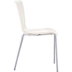 Decoshop26 Chaise de cuisine ou véranda empilable pour intérieur ou extérieur assise en plastique crème cadre en aluminium 10_0003024