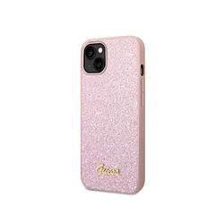 Guess Maroquinerie Guess Coque pour Apple iPhone 14 TPU Glitter Script Rose