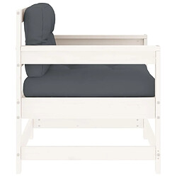 Maison Chic Lot de 2 Chaises de jardin,Fauteuil d'extérieur et coussins blanc bois de pin massif -MN15114 pas cher