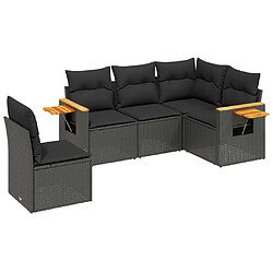 Maison Chic Salon de jardin 5 pcs avec coussins | Ensemble de Table et chaises | Mobilier d'Extérieur noir résine tressée -GKD83712