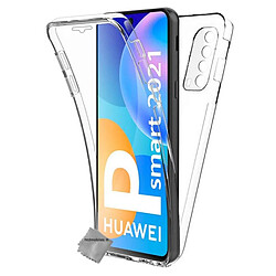 Htdmobiles Coque silicone gel fine 360 integrale (avant et arriere) pour Huawei P Smart (2021) + film ecran - TRANSPARENT