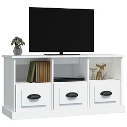 Avis vidaXL Meuble TV blanc 100x35x50 cm bois d'ingénierie