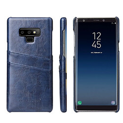 Wewoo Etui en Cuir Fierre Shann Retro Oil en Cuir PU pour Galaxy Note9, avec fentes pour cartes (Bleu)