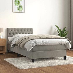 Maison Chic Lit Adulte - Lit simple Lit à sommier tapissier et matelas moelleux - Meuble de Chambre - Gris clair 100x200cm Velours -MN15039