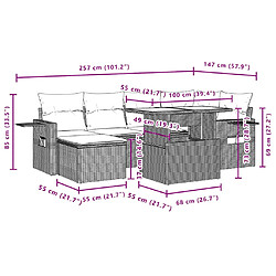 Acheter vidaXL Salon de jardin 7 pcs avec coussins noir résine tressée