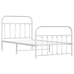 Maison Chic Lit adulte - Lit simple Cadre de lit métal avec tête de lit/pied de lit,Structure du lit Contemporain pour chambre blanc 100x190cm -MN85367 pas cher