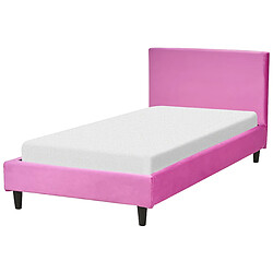 Beliani Lit simple en velours rose fuchsia 90 x 200 cm FITOU