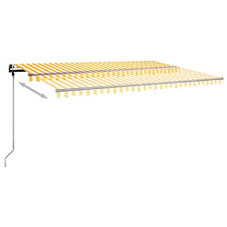 Maison Chic Auvent manuel rétractable,Store manuel de porte avec LED 500x350 cm Jaune et blanc -GKD29734 pas cher