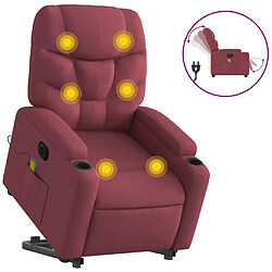 vidaXL Fauteuil inclinable de massage électrique Rouge bordeaux Tissu