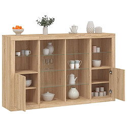 Maison Chic Lot de 3 Commode Buffet - Meuble de rangements avec lumières LED chêne sonoma bois d'ingénierie -GKD76275