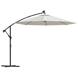 vidaXL Parasol avec éclairage LED 300cm Poteau en métal Sable